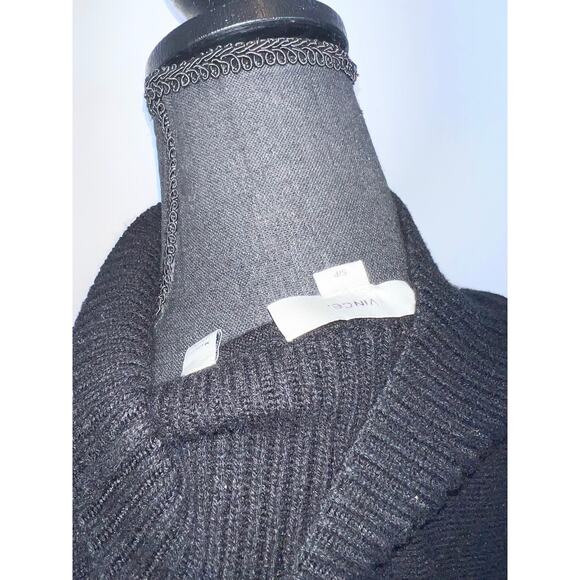 Vince Boiled Cashmere Funnel Pullover Sweater in Black Small Knit Turtleneck - Picture 4 of 4